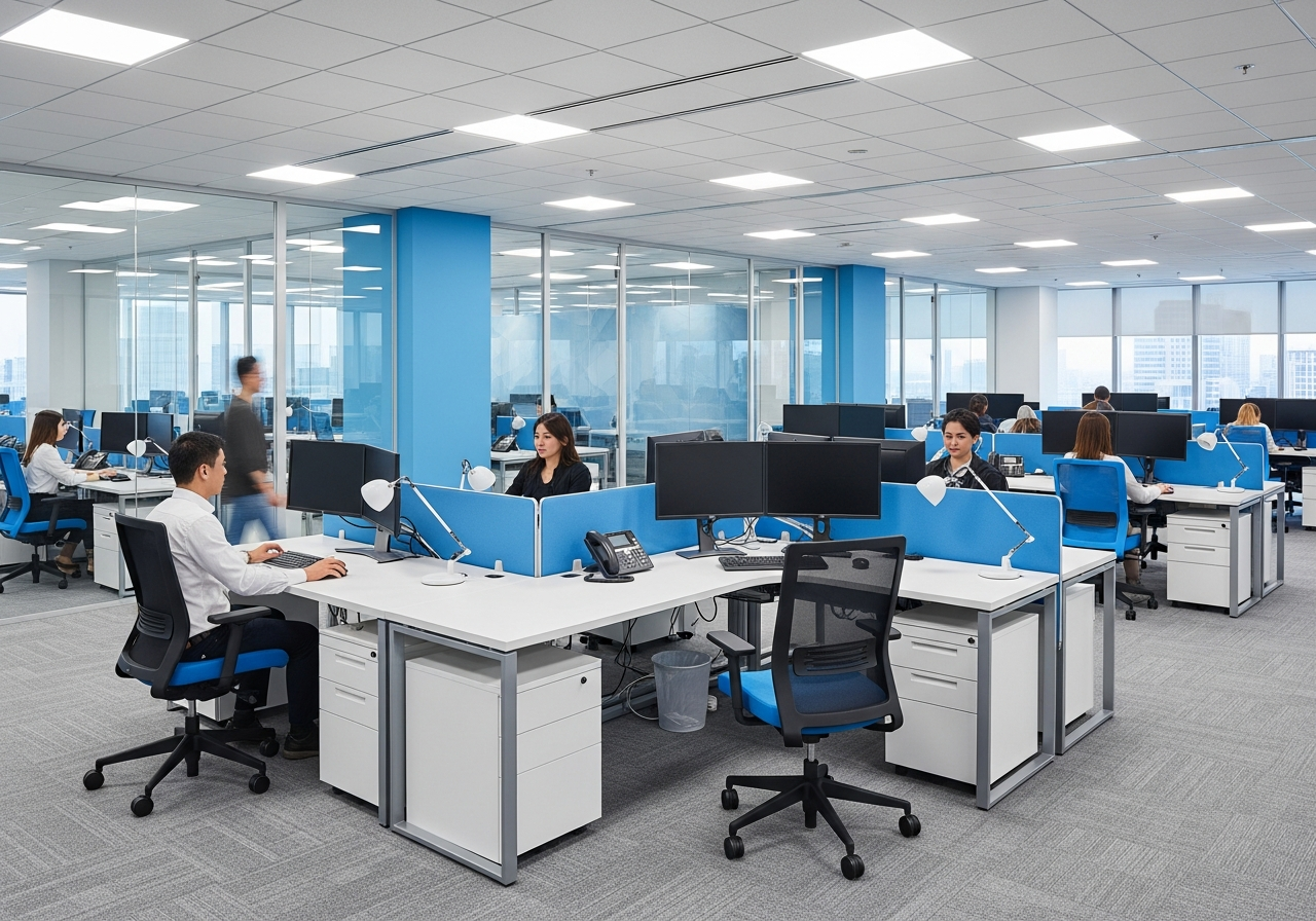 Talent Surge managed office facility with modern workstations