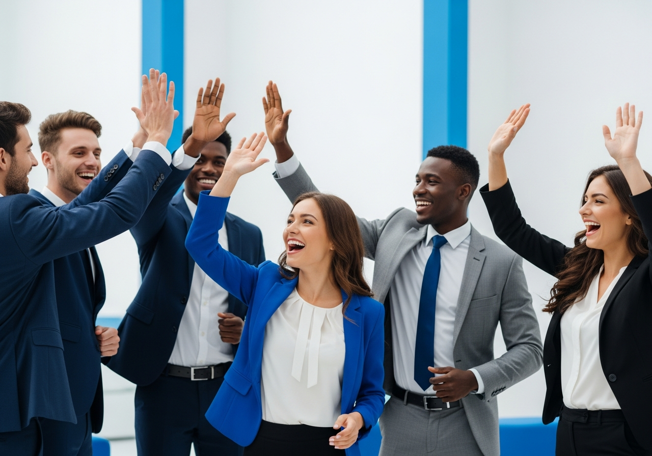 Talent Surge team celebrating a client milestone