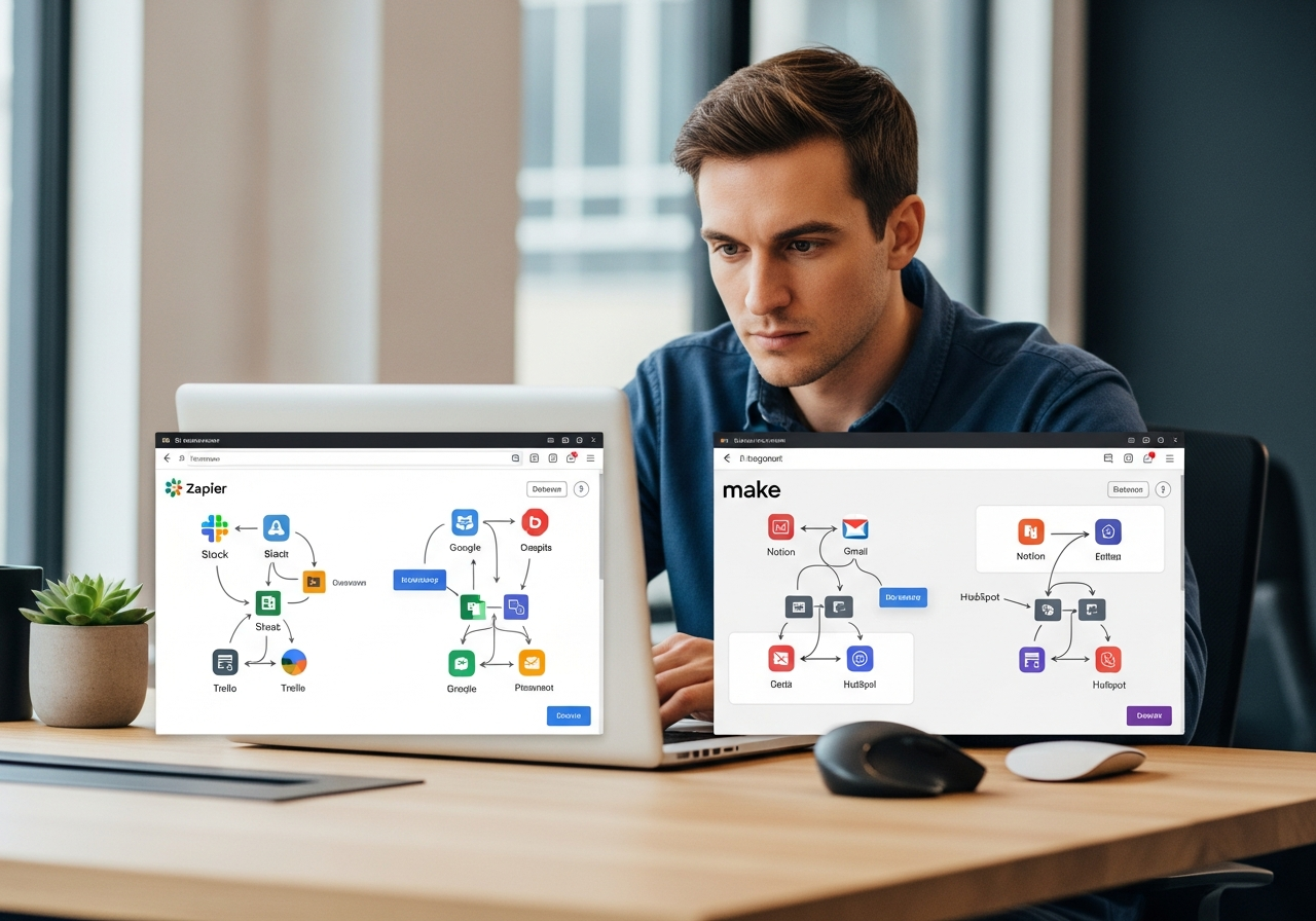 Automation expert building Zapier and Make workflows