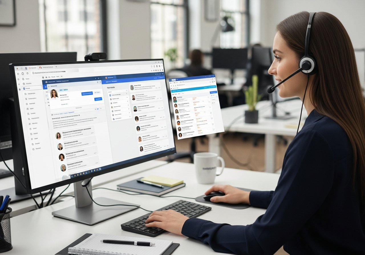 Chat support agent managing live chat and helpdesk tickets