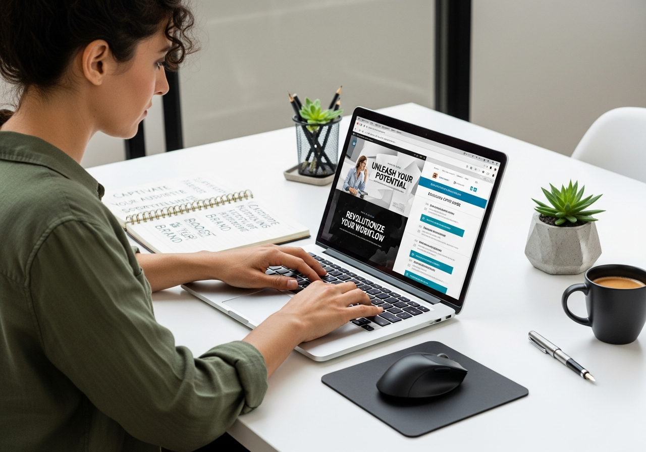 Copywriter crafting ad copy and email sequences