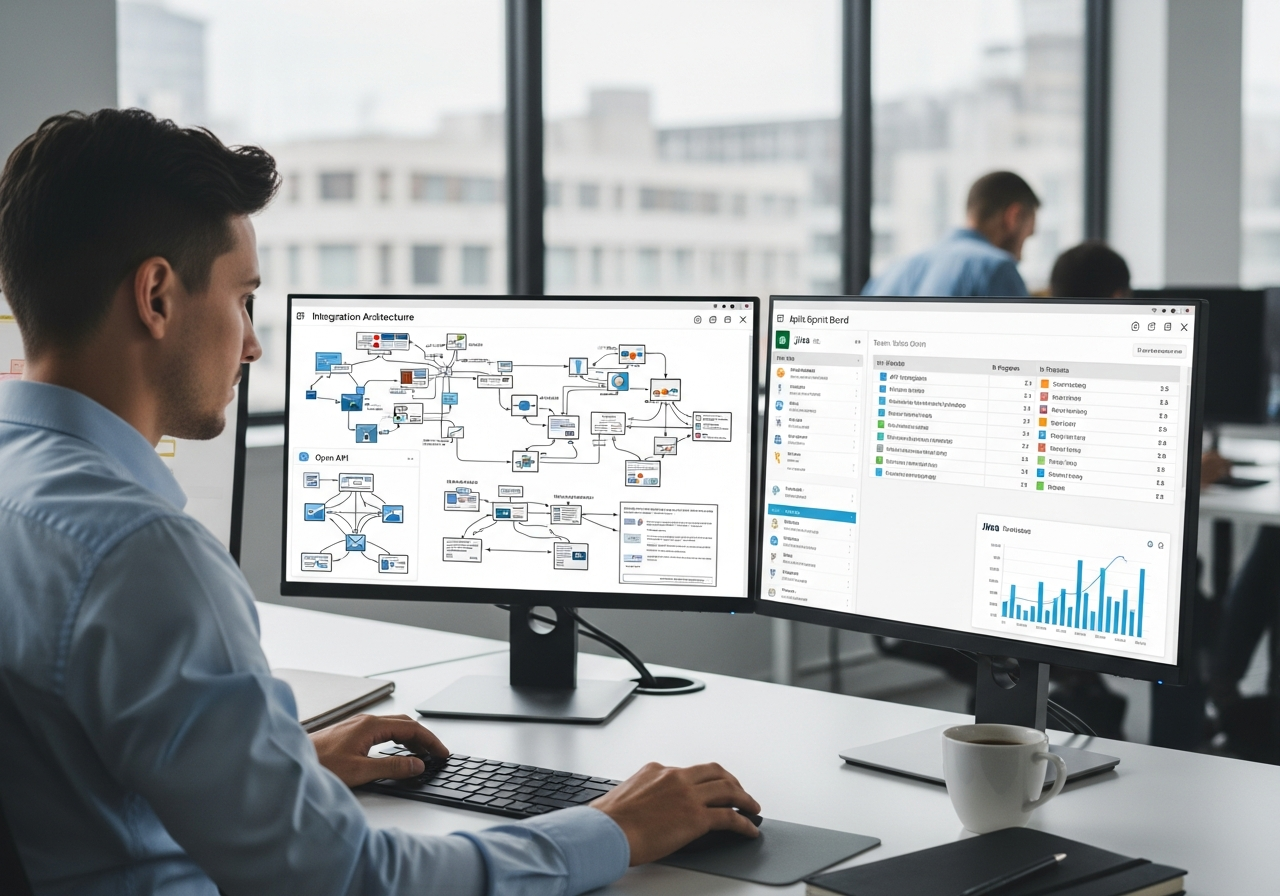 Technical PM managing integration architecture and agile sprints